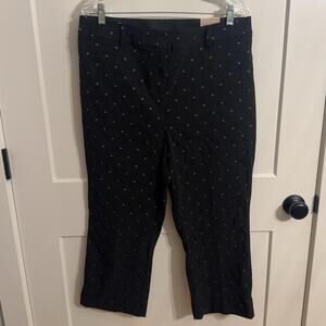 Lane Bryant Capri Pants Sz 14 Plus Black Floral Embroidered Crop Work Office